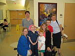 C. R., Amy, Abby, Josiah and Daniel with Marsie and Mindi from Child Life