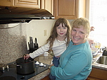 Alena and Aunt Amy working on Thanksgiving dinner