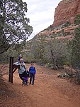 Elizabeth (on Dad's shoulders), Josiah, and Daniel, done hiking.