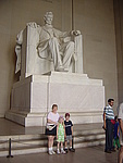 Amy, Abby, and Josiah at the statue of Abraham Lincoln